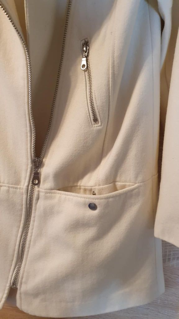Płaszcz parka kremowy H&M rozmiar XS/34