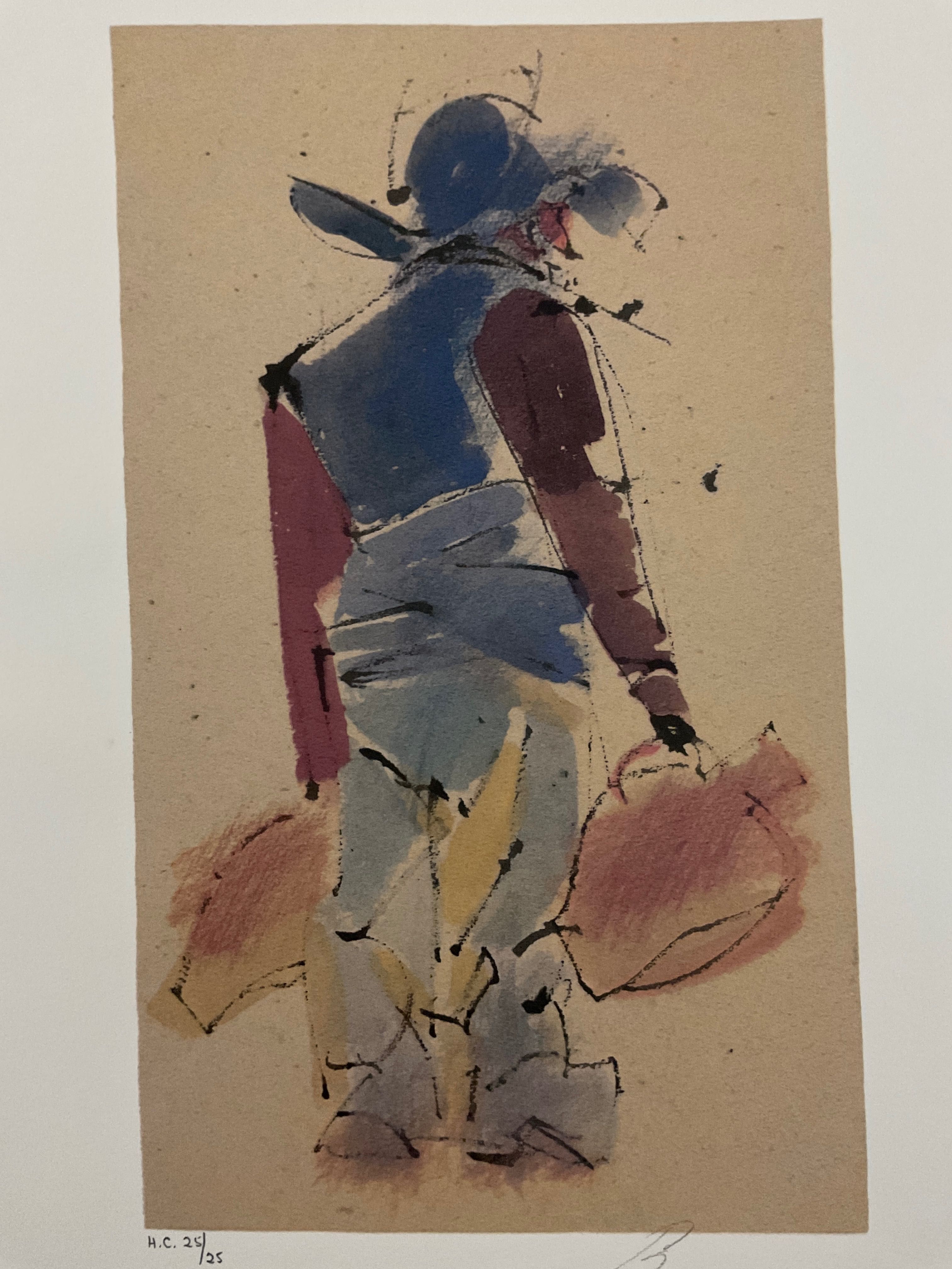 Pintor Resende serigrafia serie limitada Aguadeiro em papel superior