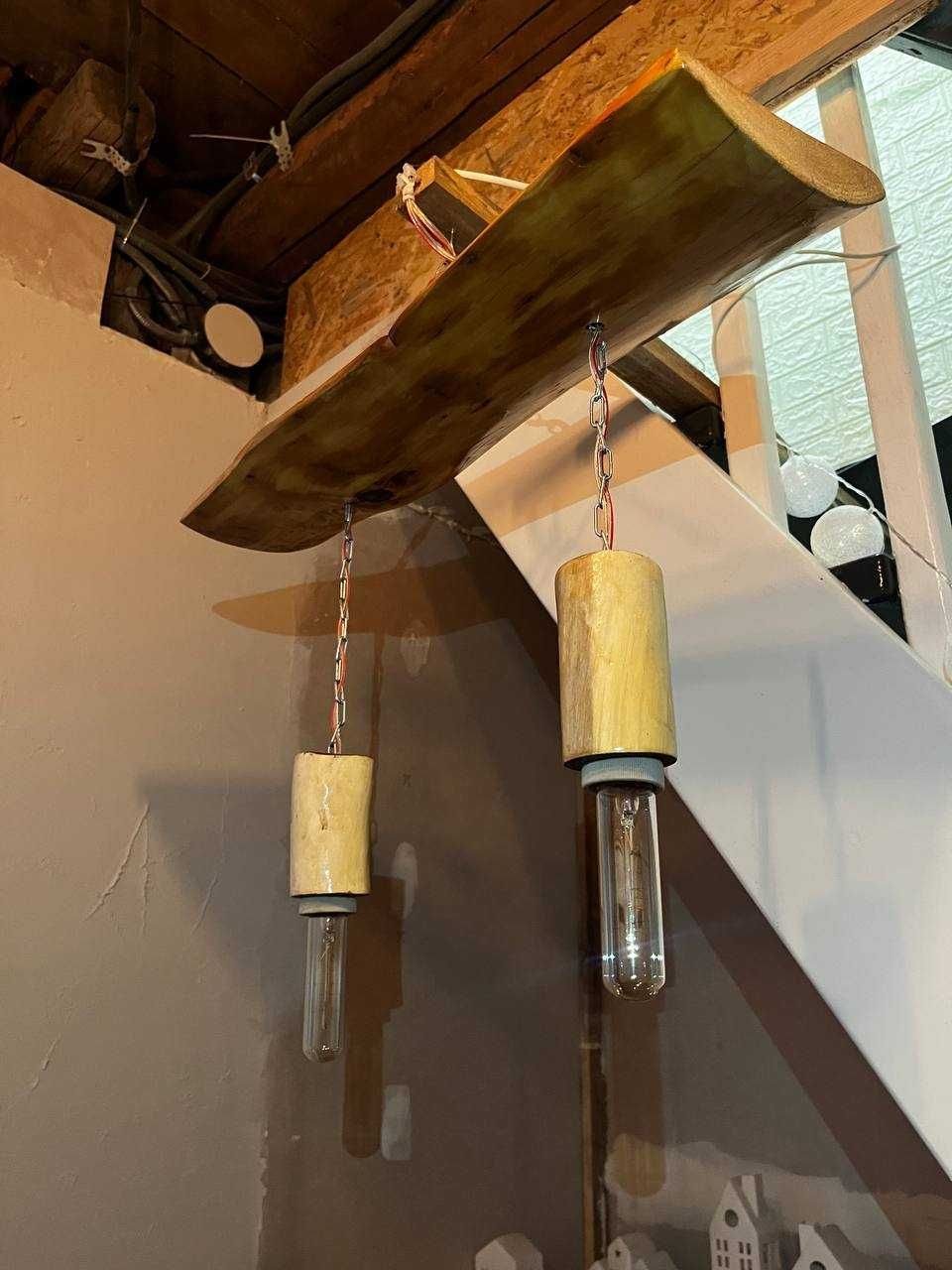 Люстра из дерева в стиле лофт, ручная работа, с лампами Edison