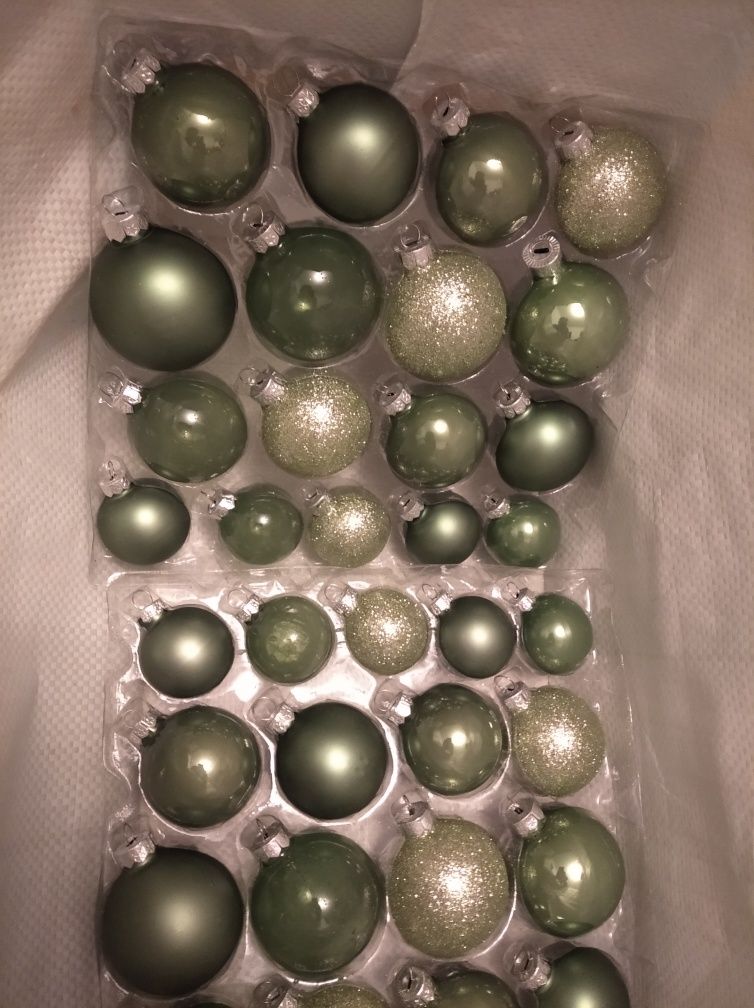 Bombki szklane zestaw 34 szt zielone