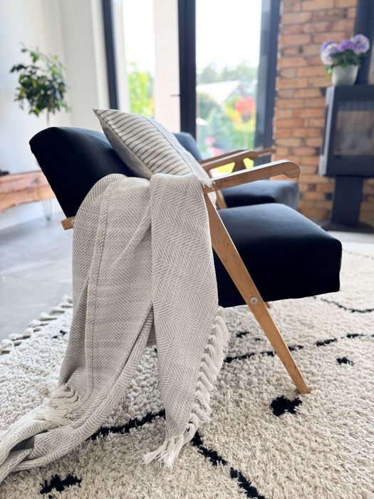 Fotel PRL Lisek retro tapicerowany wypoczynkowy vintage x3 szt czarny