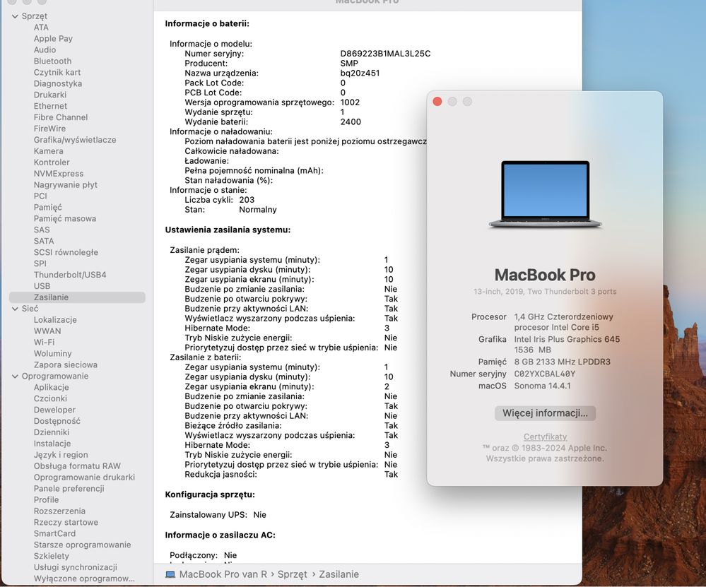 Apple Macbook Pro  2019 klawiatura +myszka