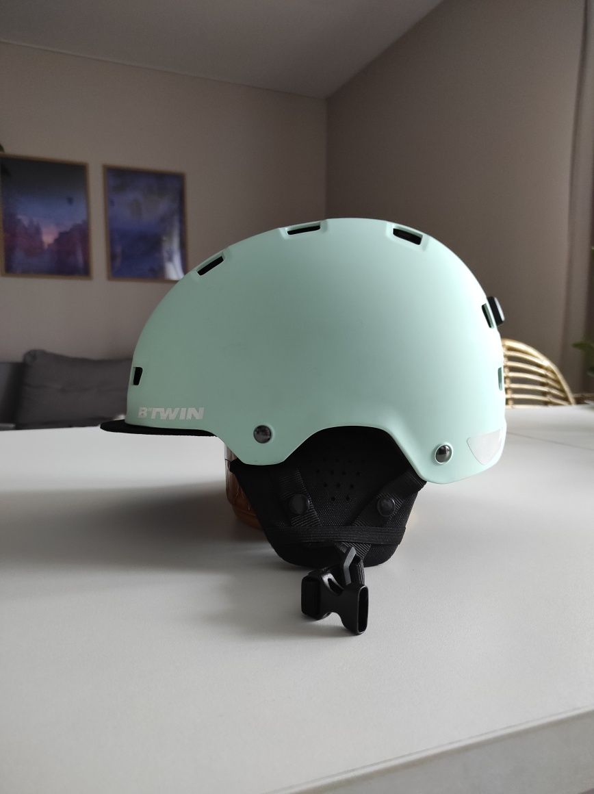 Kask rowerowy Btwin 500 orzeszek kask miętowy