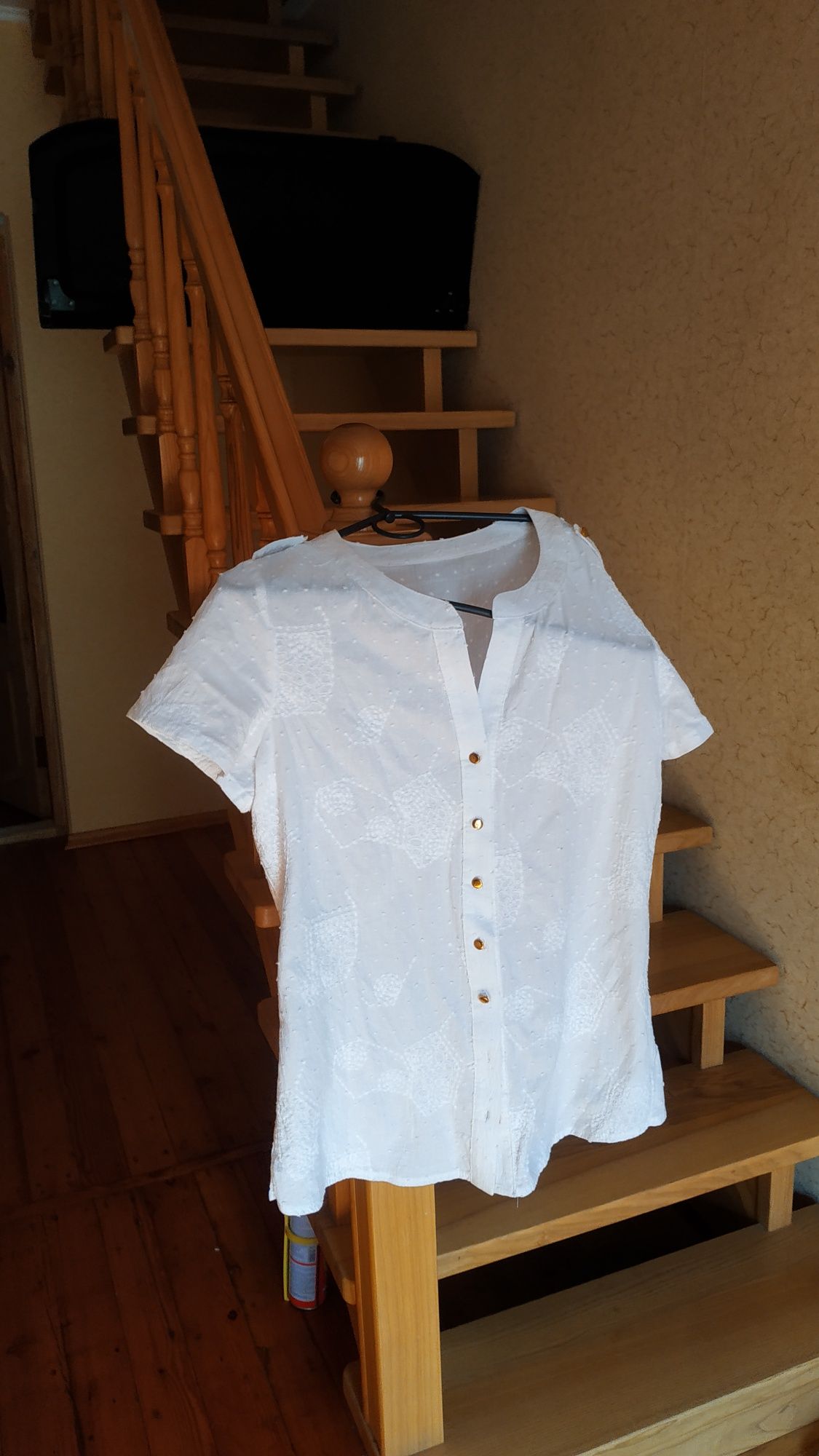 Белая хлопковая блуза 44 р