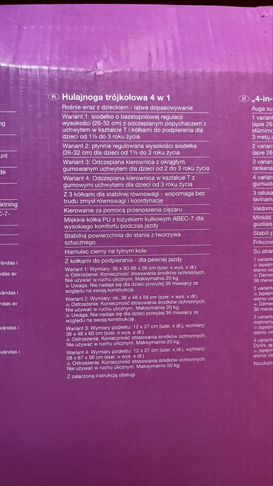 Hulajnoga z siedziskien dka dzieci. 4 in 1