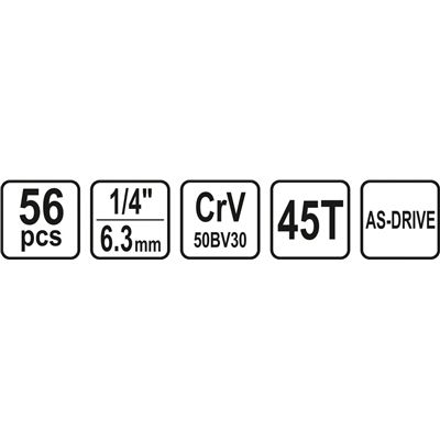 Zestaw Narzędziowy 1/4" 56 El. Sthor