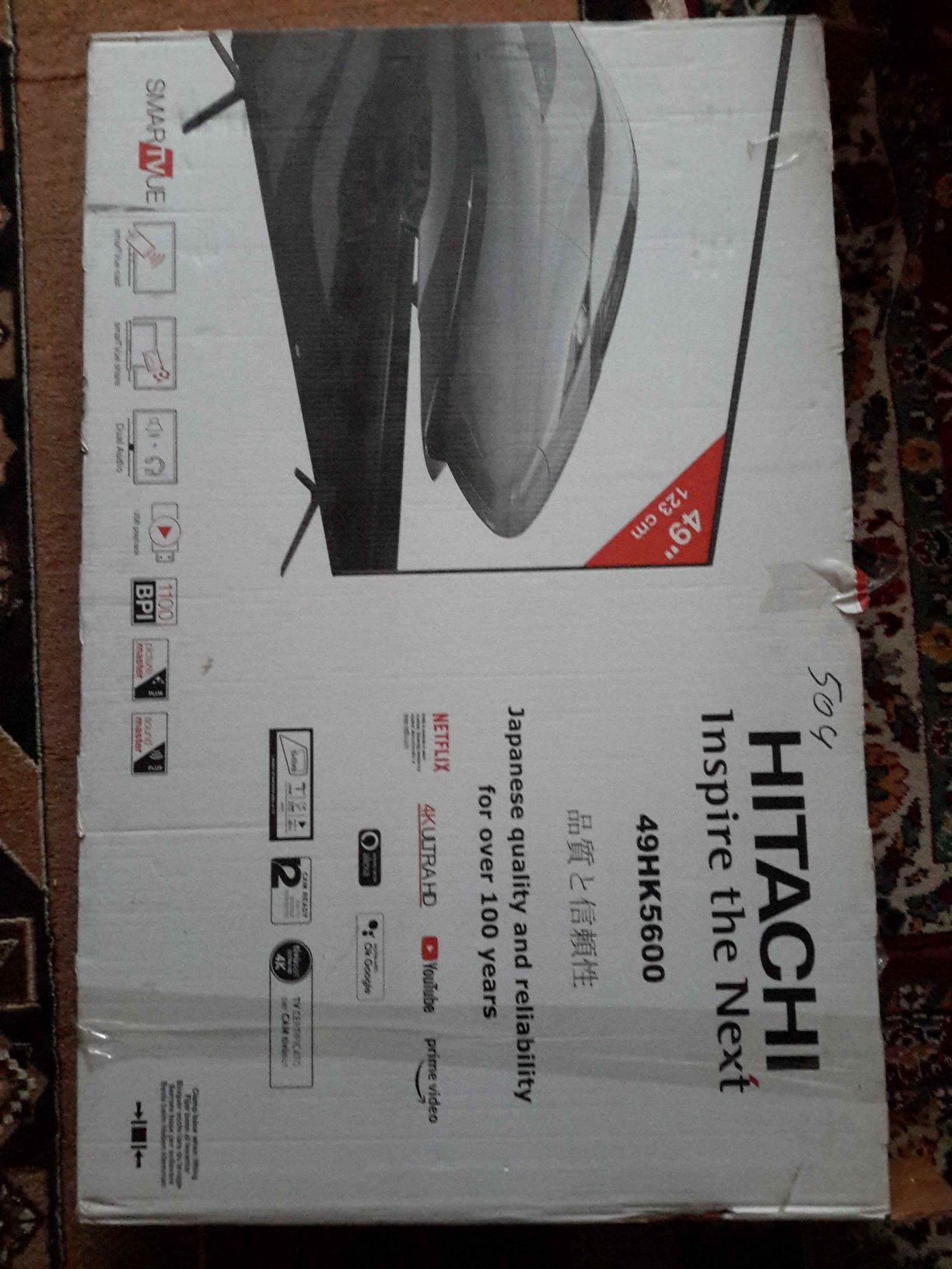 Телевізор Hitachi 49HK5600(розбитий дисплей, на запчастини)