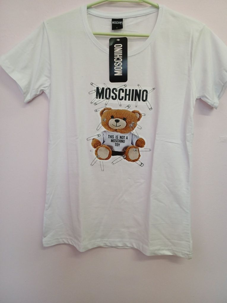 Biała koszulka z misiem Moschino