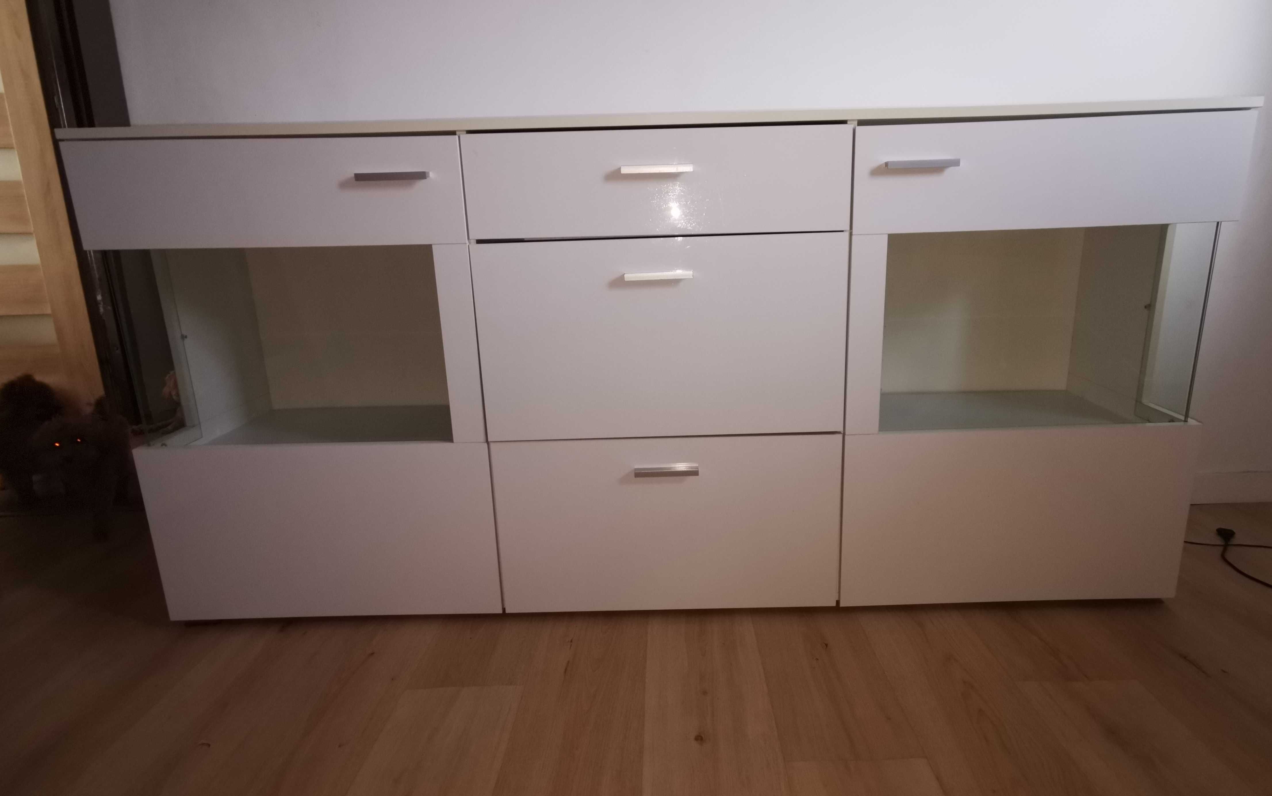 Komoda biała led połysk