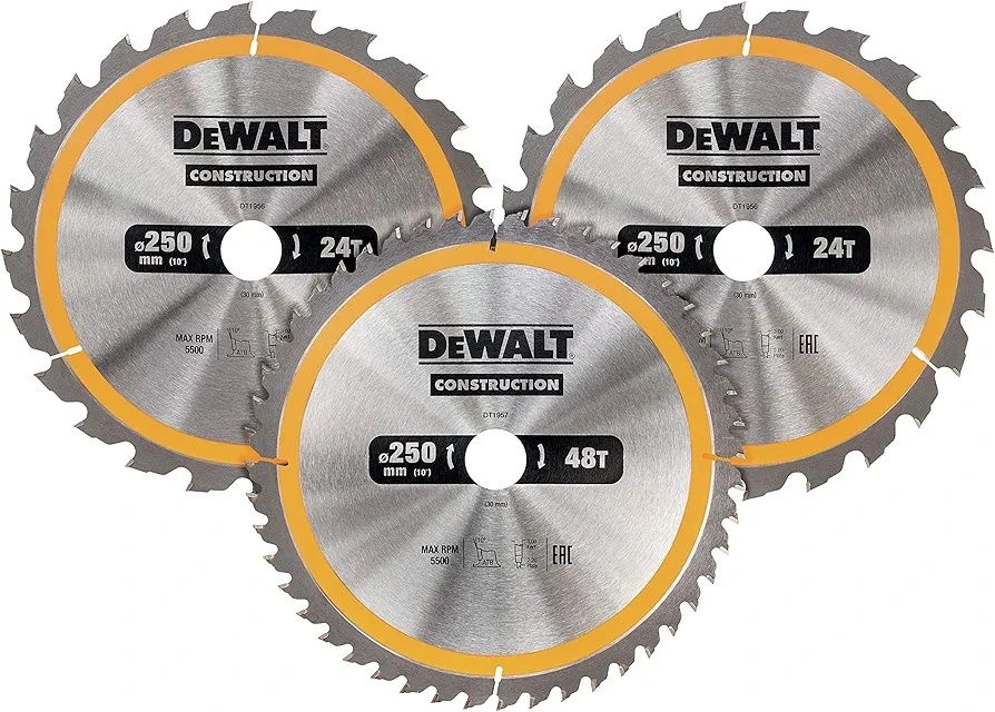 Zestaw 3 tarcz do drewna 250mm DeWalt DT1963 pilarki Piły stołowej
