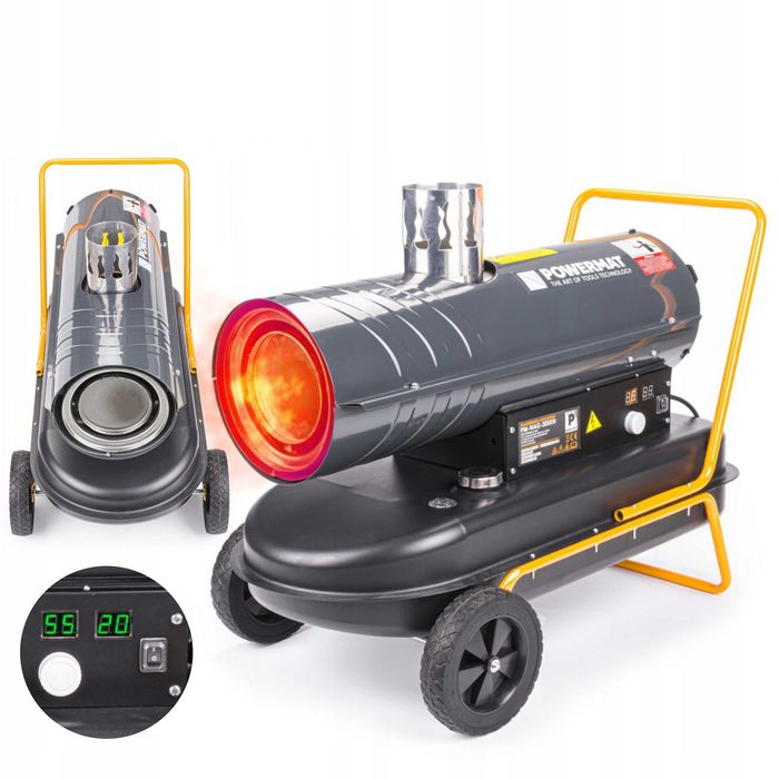 Nagrzewnica olejowa 30 KW z kominem SPALINOWA DMUCHAWA + TERMOSTAT LCD