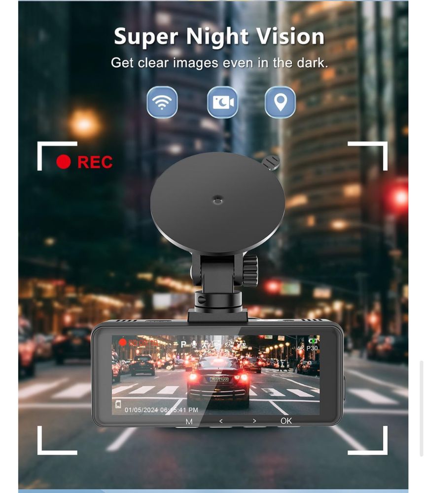 Відеореєстратор DYNACAM 4K B-T48 з GPS, Wi-Fi та нічним баченням
