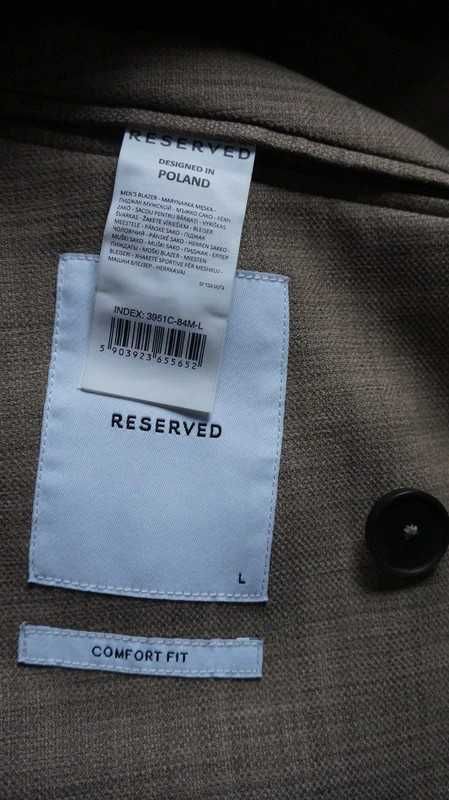 Garnitur Dwurzędowy Reserved Rozmiar L, S, M Kolor Capucino