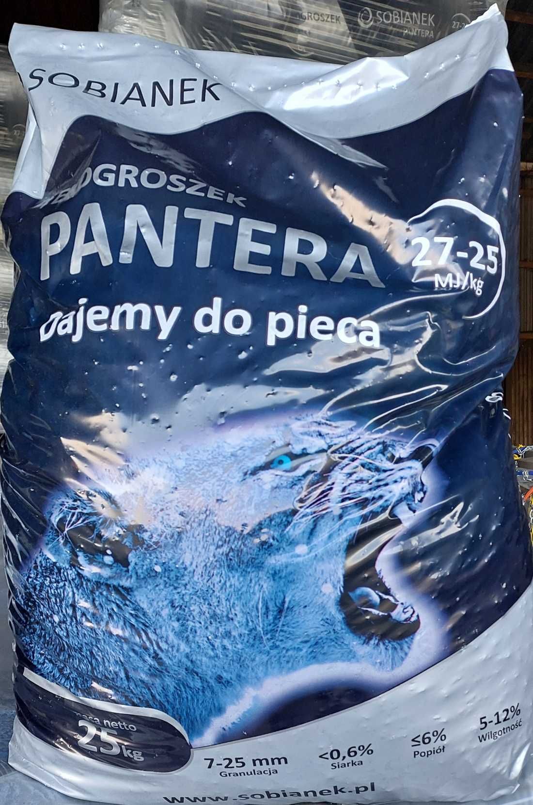 Ekogroszek PANTERA Sobianek 27 MJ workowany 25 kg groszek premium