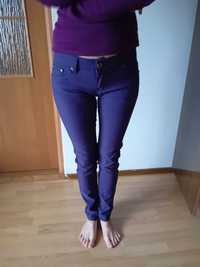 spodnie damskie fioletowe 38 rurki biodrówki