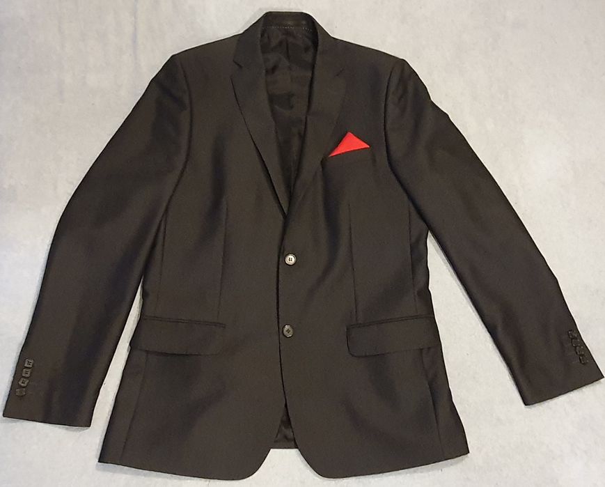 Garnitur Męski Dino Salvani - slim -  ciemny grafit 182 cm