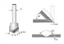 Frez do dibondu 135stopni 8mm cnc