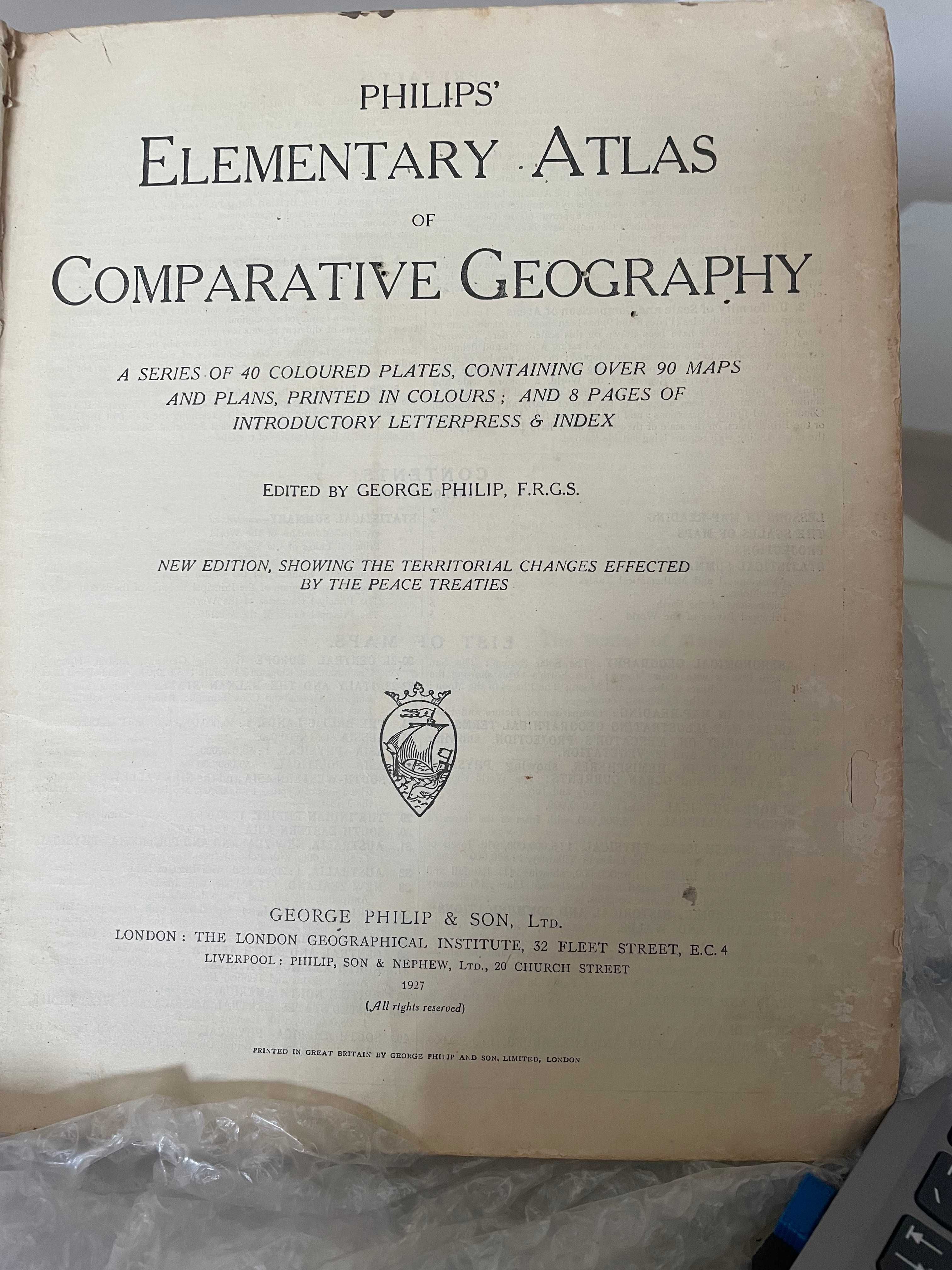 Philips’ Elementary Atlas of Comparative Geography - 1929