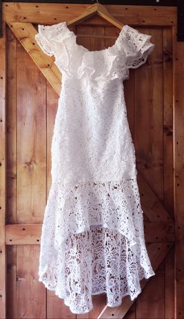 sukienka koronkowa, hiszpanka biała S, 36 wesele,studniówka,