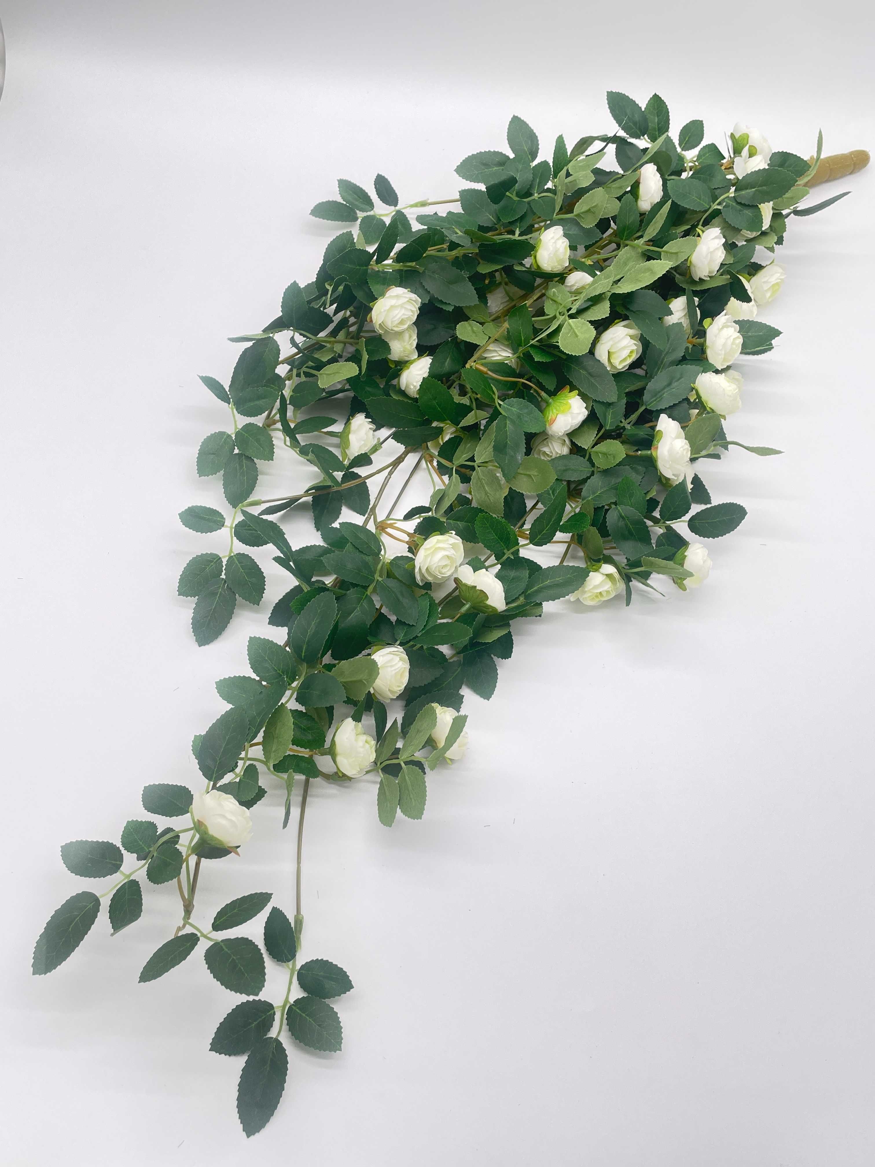 Kwiat Róży Girlanda Winorośli Biały Bluszcz Wiszący 85cm