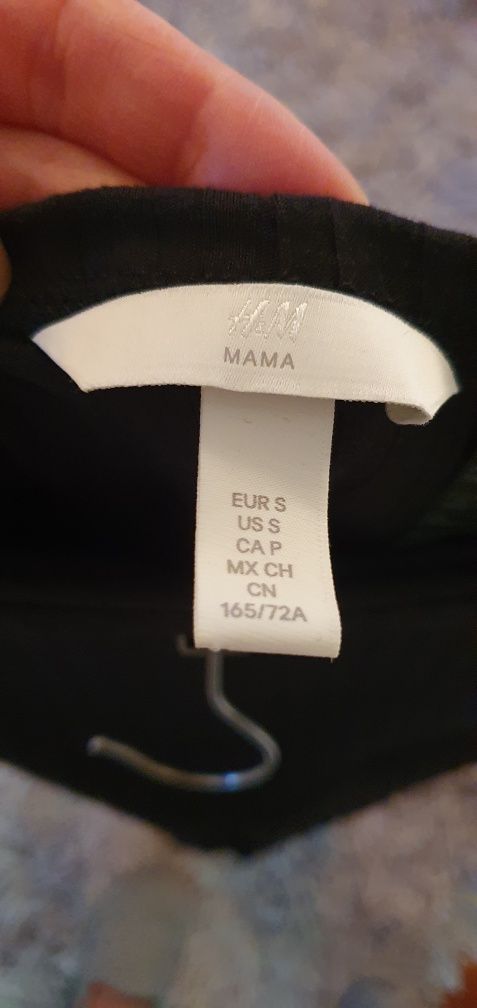 H&M-Czarne spodnie ciążowe materiałowe dzwony r.S
