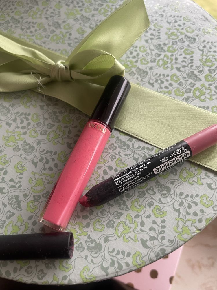 Blyszczyk Lancome i szminka w kredce Golden Rose