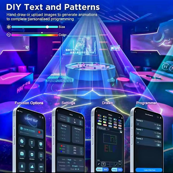 Efekt świetlny Laser Animacyjny 3D, Bluetooth. Stan Nowy