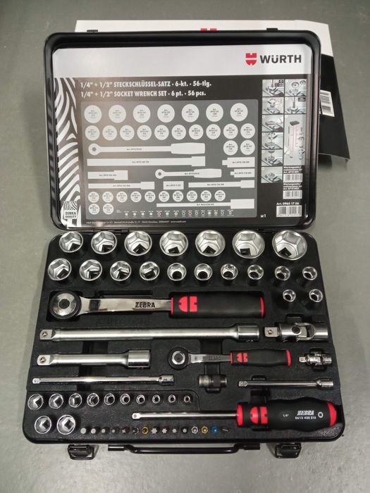 Zestaw kluczy Wurth 1/2" + 1/4" 56 elementów _ nowy _ wysyłka