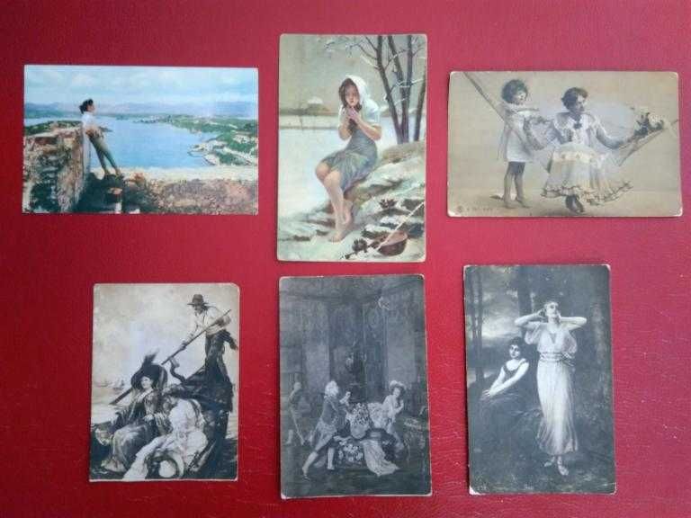 Почтовые старинные открытки  (6 штук)