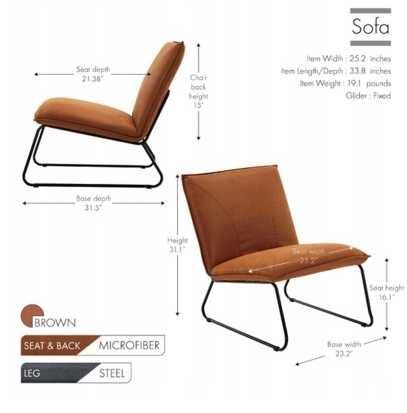fotel nowoczesny loft industrial minimalizm nowy brąz
