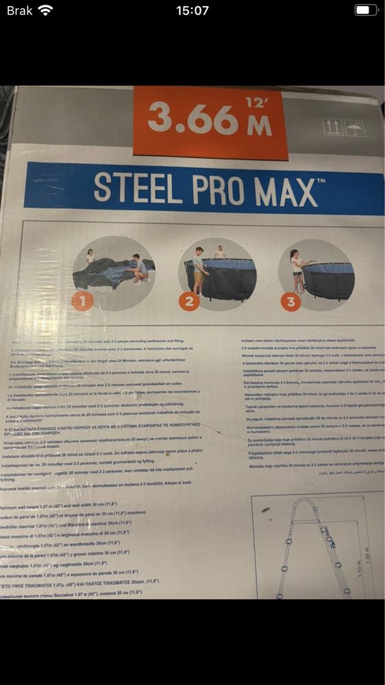 Basen stelażowy 9150 l Bestway Steel Pro Max - NOWY