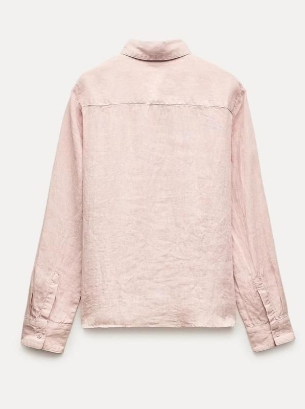 100% льон сорочка zara рожевого кольору