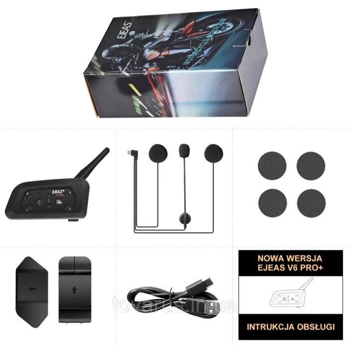 (НОВЫЙ) Bluetooth Мотогарнитура EJEAS V6 Pro+ Plus для шлема