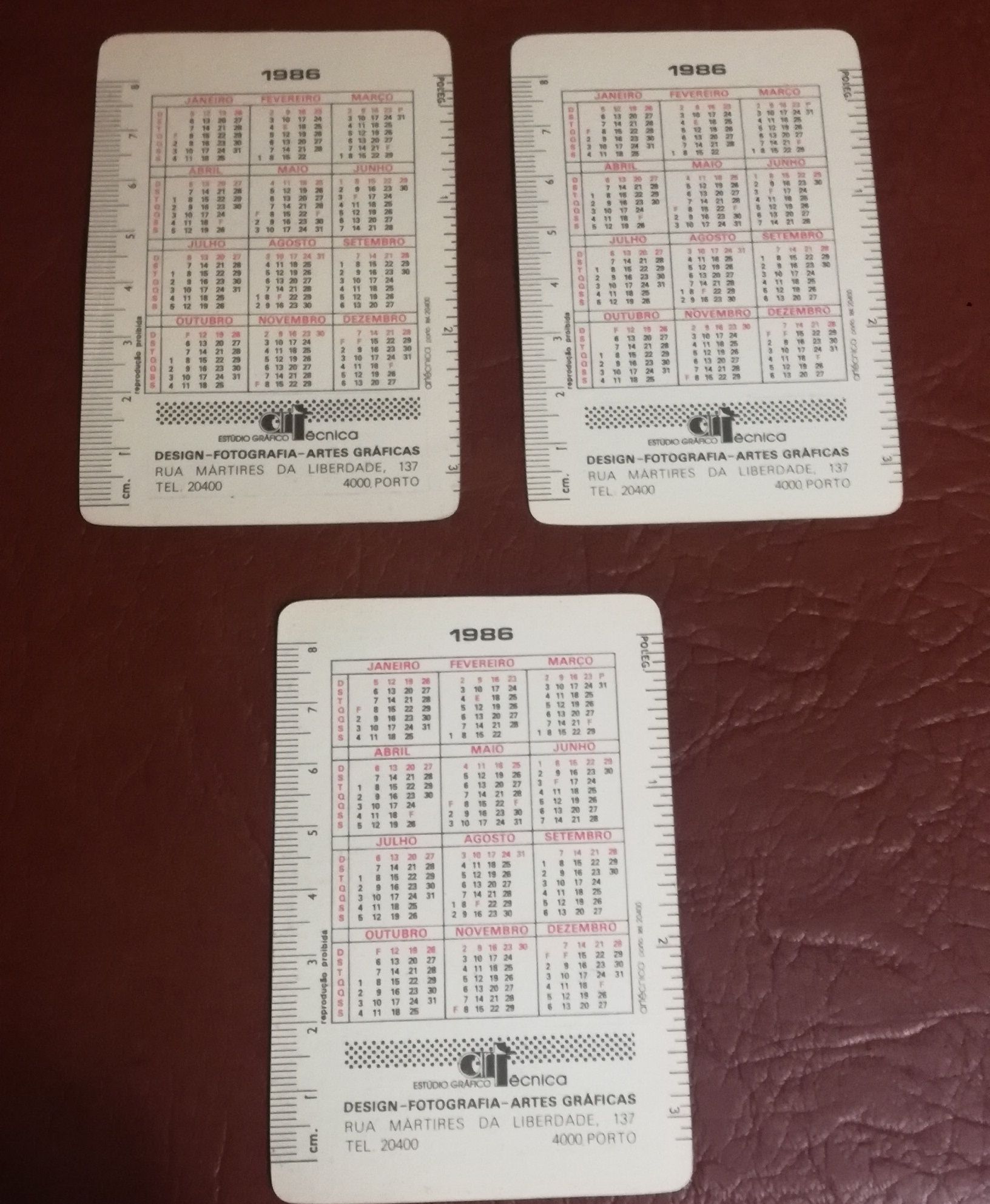 Coleção de Calendarios de Futebol 1986