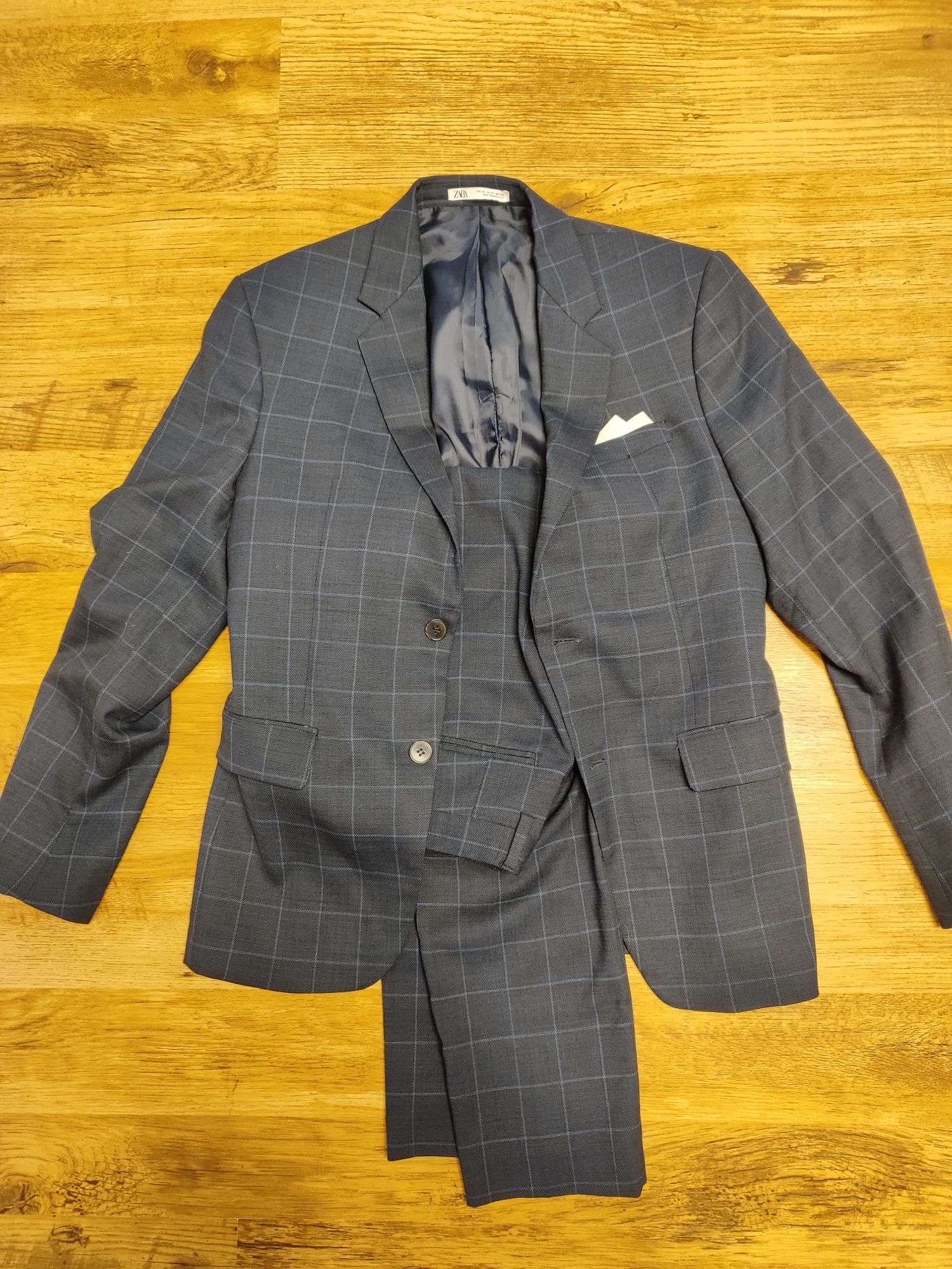 Garnitur granatowy w kratę Zara M/L