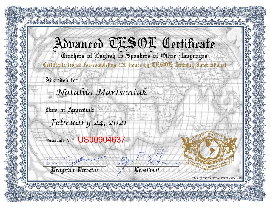 Вчитель викладач англійської мови для дорослих Онлайн