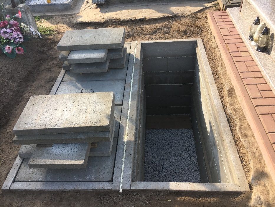 Grobowce betonowe,piwnice grobowe,pieczary katakumby,dowóz,montaż