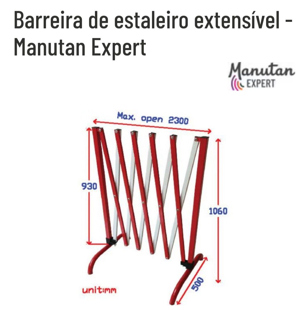 Barreira de estaleiro extensível Manutan 2,3 m (Nova, na caixa ainda!)