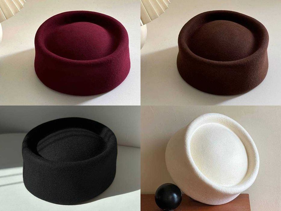 Капелюх таблетка з кгуглою тулією з вовни BELLE чорний