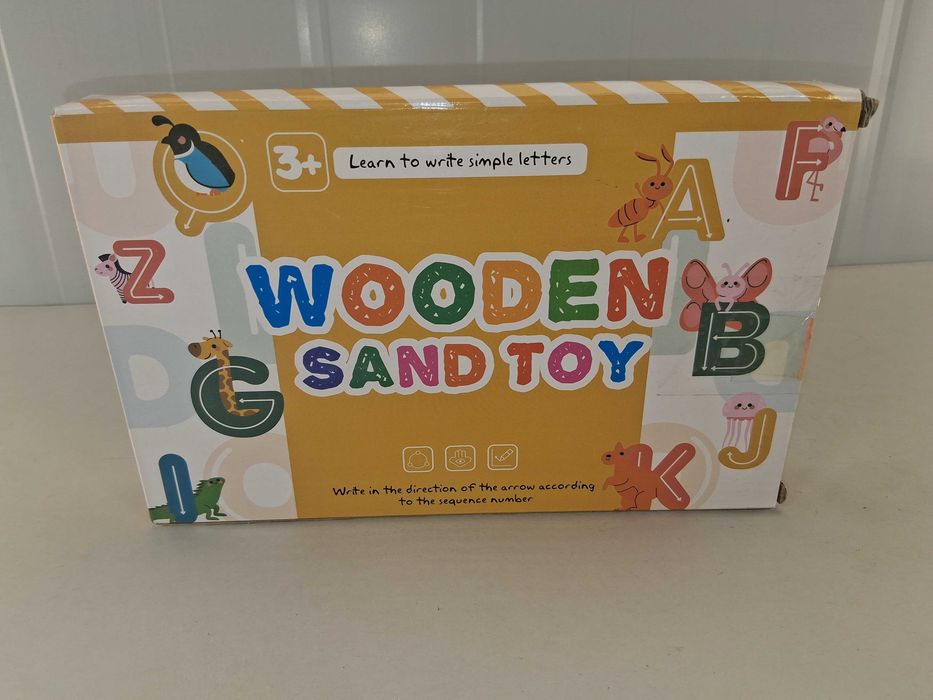 N098 Drewniana Tablica Piaskowa Zabawka Sensoryczna Do Nauki Pisania