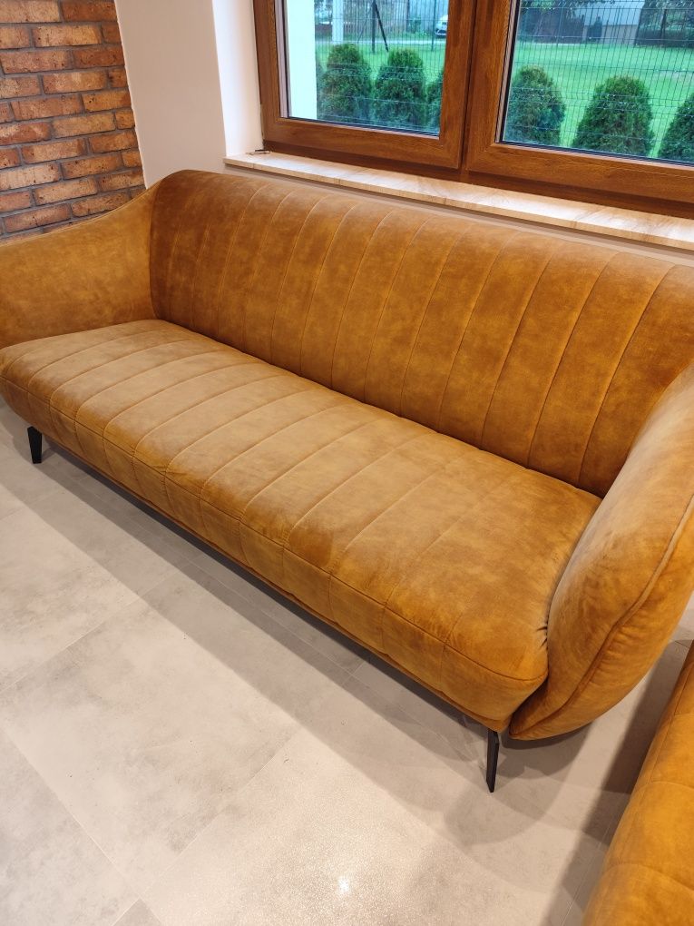 Flori Canvani Piękna stylowa Sofa 3 osobowa + hoker pufa