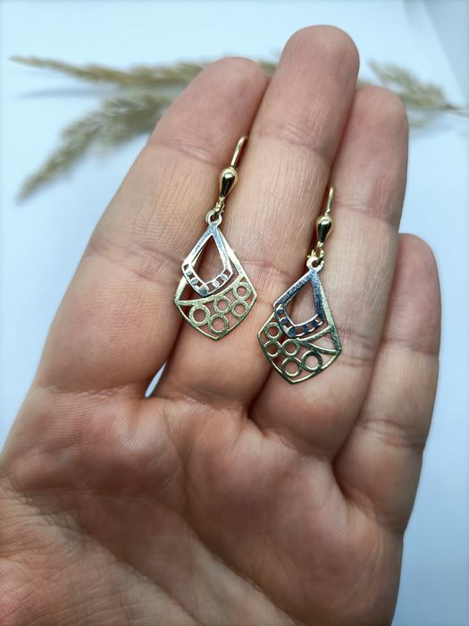 Modne kolczyki ze złota, złoto pr 585