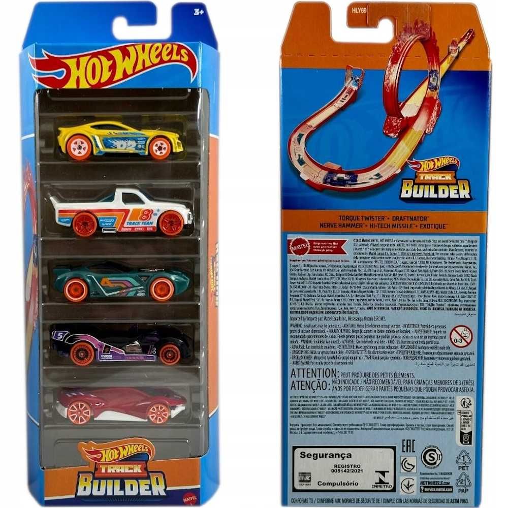 Autka Hot Wheels Track Builder. Zestaw 5-pack samochodzików HotWheels