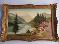 obraz Olej na płótnie GÓRY TYROLU - Oryginał w ładnej drewnianej ramie