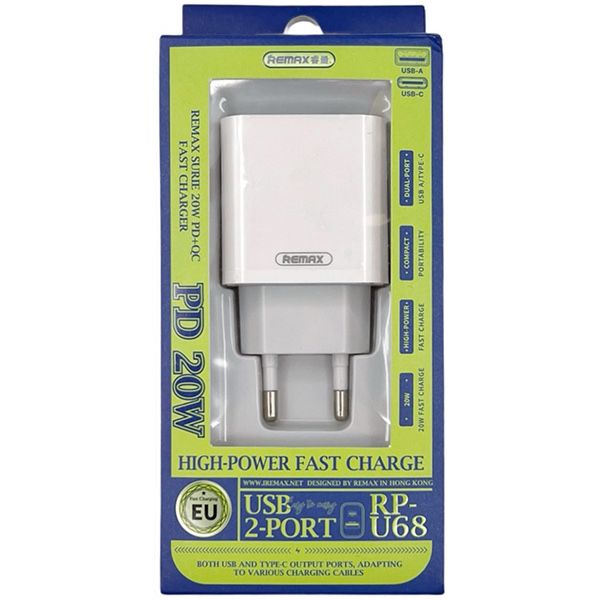 ШВИДКА ЗАРЯДКА‼️ Зарядний Пристрій 20W Remax RP-U68xUSB. Блок Зарядний
