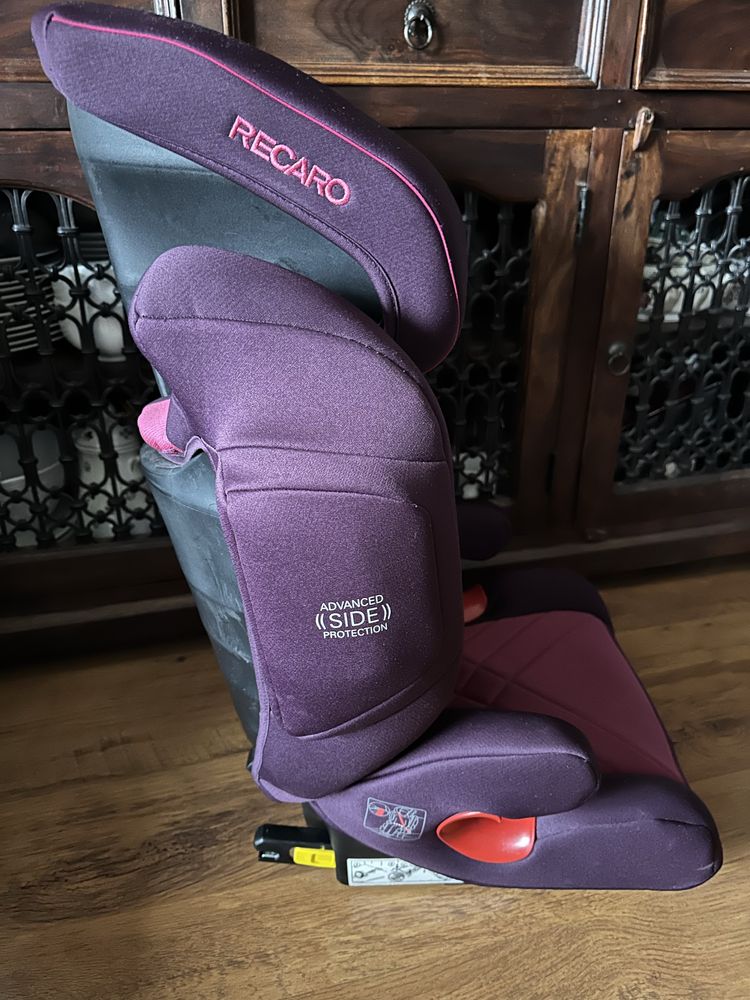 Idealny różowy fotelik samochodowy Recaro Monza Nova 2 15-36kg isofix