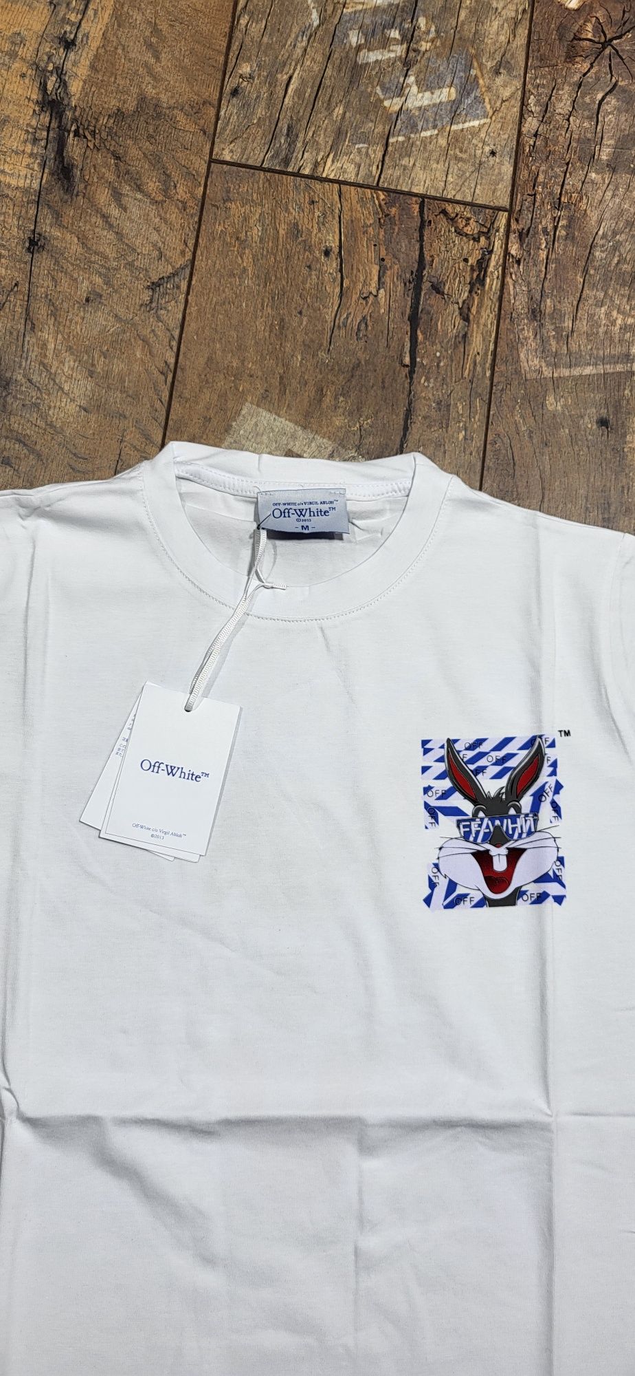 Off white biała koszulka męska t-shirt logo królik bugs S M