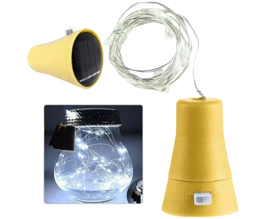 lampki drucik solar 10 led 1m korek do butelki solarna zimny biały