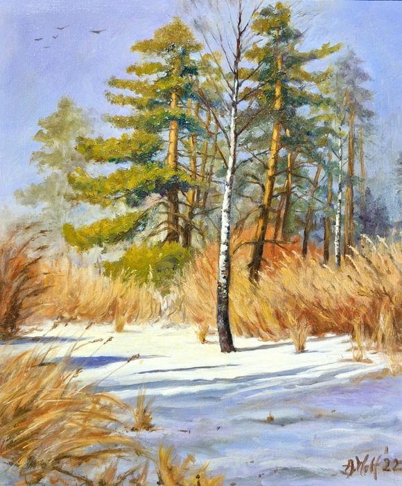 Obraz olejny Pejzaż zimowy