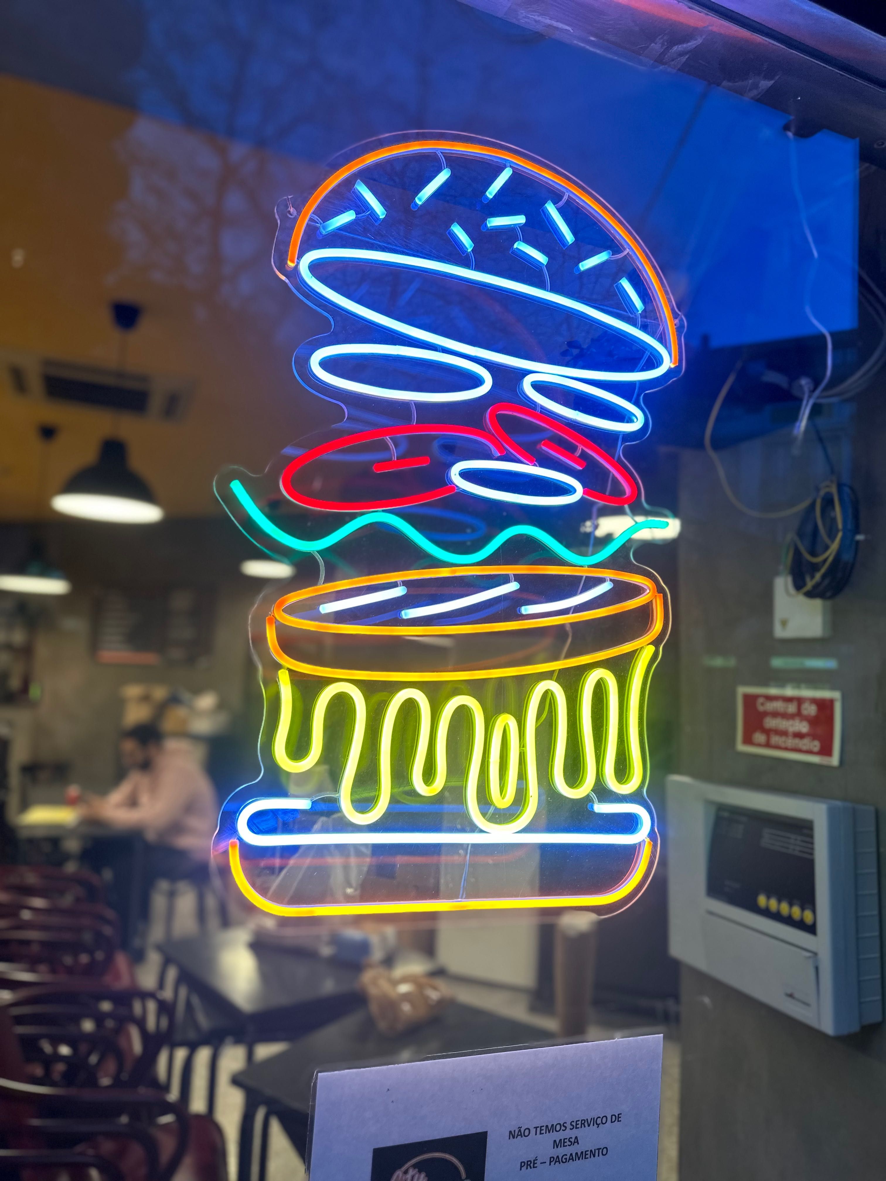 Neon “hamburger” sign